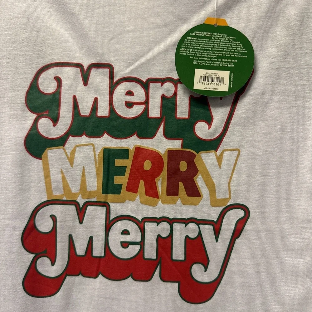New Merry&Bright Christmas Merry and Bright Dog T-Shirt Size‎ XL